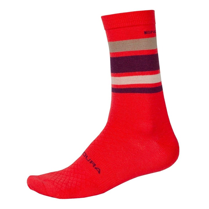 Endura BaaBaa Merino Stripe Sock Strumpor Red - Klädstorlek S/M -